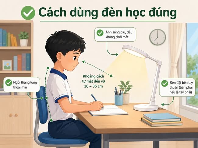 Cách dùng đèn học đúng