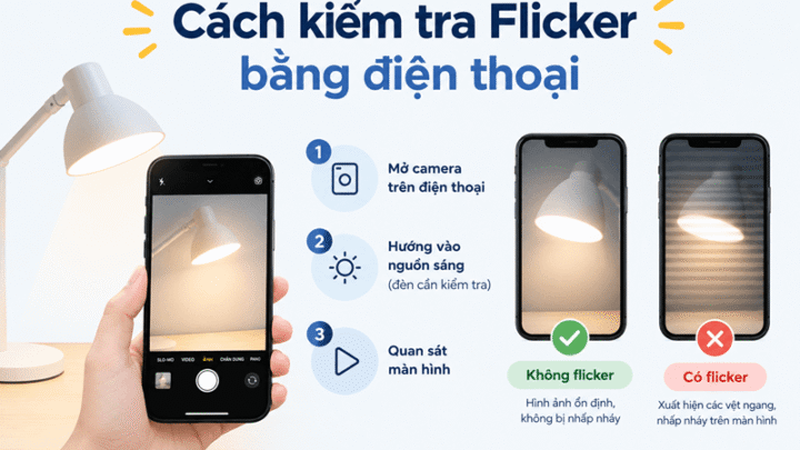 Cách kiểm tra Flicker bằng điện thoại