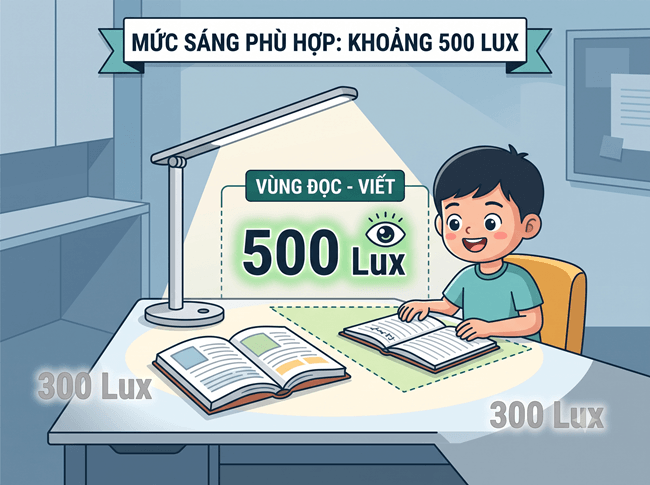 Mức Sáng Phù Hợp Khoảng 500 Lux