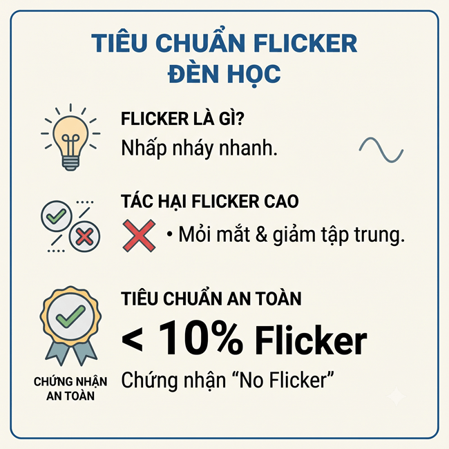 Tiêu chuẩn Flicker của đèn học hiện nay