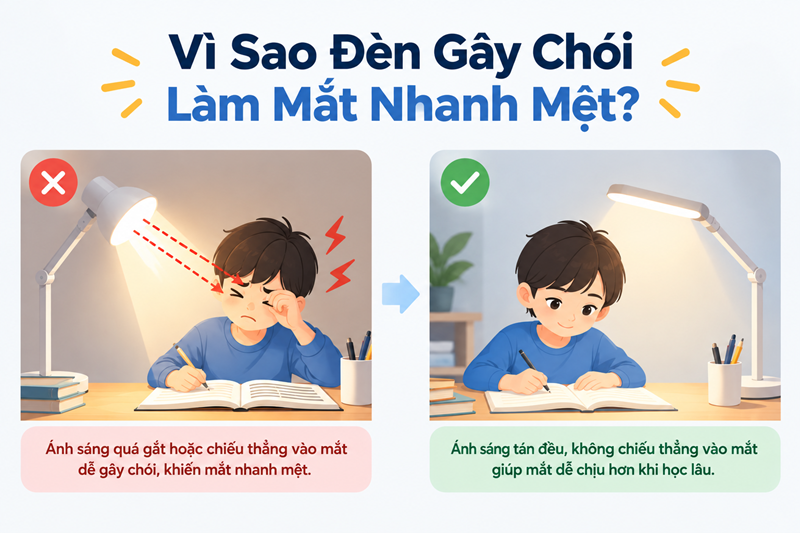 Vì Sao Đèn Gây Chói Làm Mắt Nhanh Mệt?
